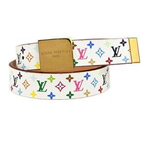 Louis Vuitton White Multicolor Ceinture Carre Belt M9270Y #70/28 LB0093 XX92096